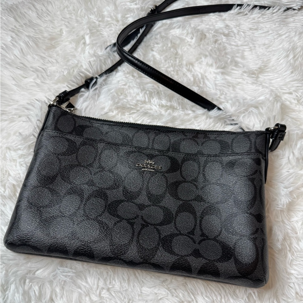 Coach F58316 Signature POP Crossbody East/West Leather Handbag